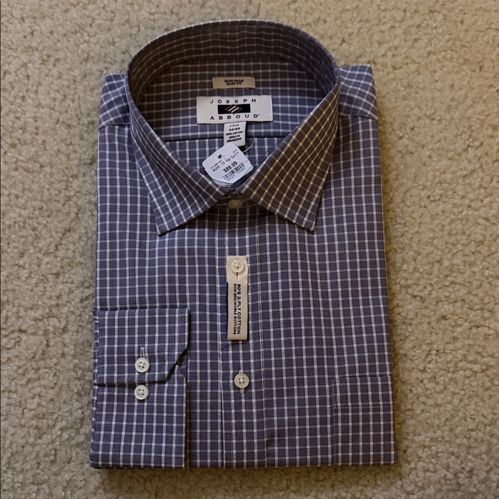 Joseph Abboud Men's Navy Grid Dress Shirt